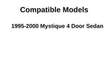 Driver Left Side Rear Door Window Door Glass Compatible With Ford Contour/Mercury Mystique 4 Door Sedan 1995-2000 Models