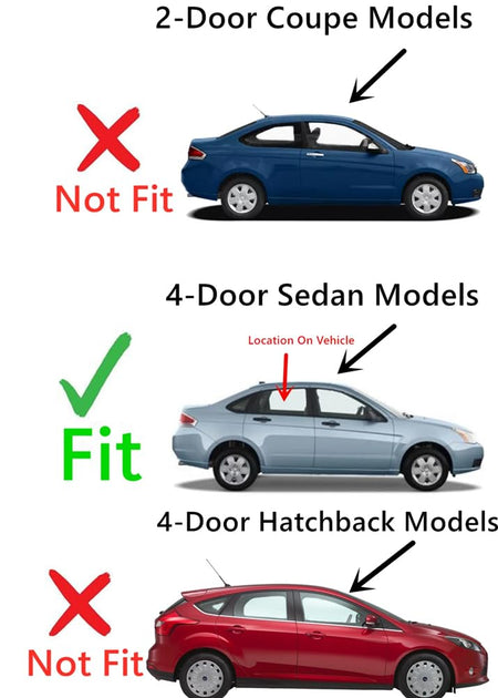 Tempered Passenger Right Side Rear Door Window Door Glass Compatible with Ford Focus 4-Door Sedan 2008-2011 Models