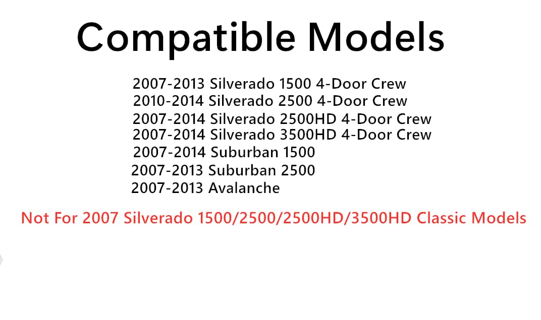 Driver Left Side Rear Door Window Glass Compatible with Chevrolet Silverado 1500 / Avalanche 2007-2013 Models & Silverado 2500 Silverado 3500 Suburban 2007-2014 4-Door Models (Not For Classic)