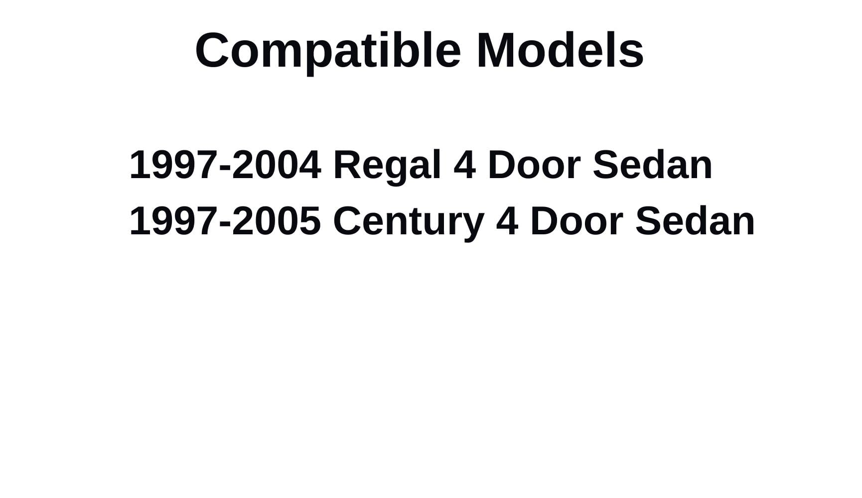 Passenger Right Side Rear Door Window Door Glass Compatible with Buick Regal / Century 4 Door Sedan 1997-2005 Vehicle Models