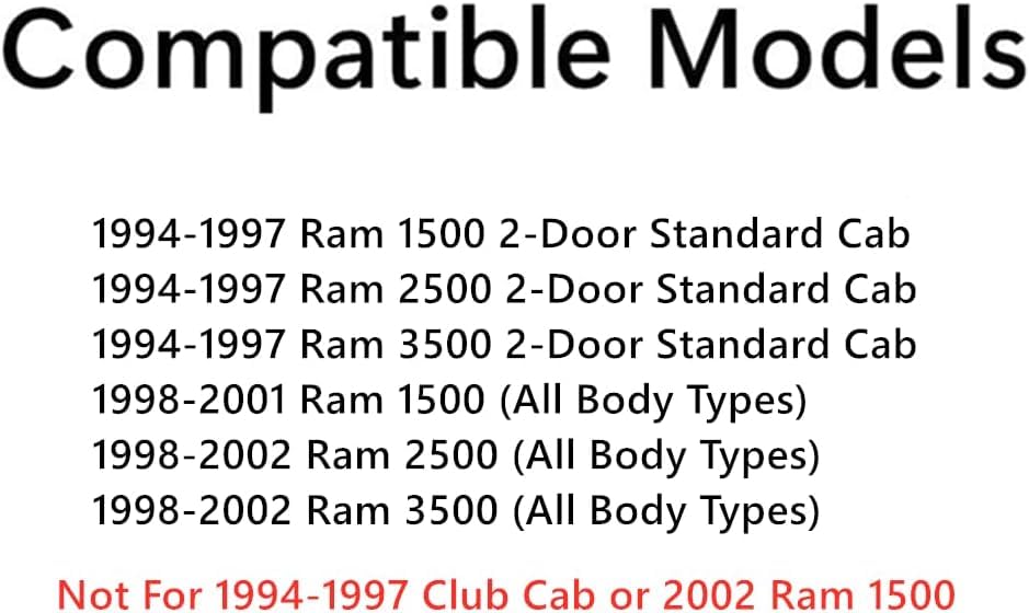 With Free Glue Stationary Rear Back Window Back Glass Compatible with Dodge Ram Pickup 1500 1998-2001 / 2500 3500 1998-2002 All Body Types & 2-Door Standard Cab 1994-1997