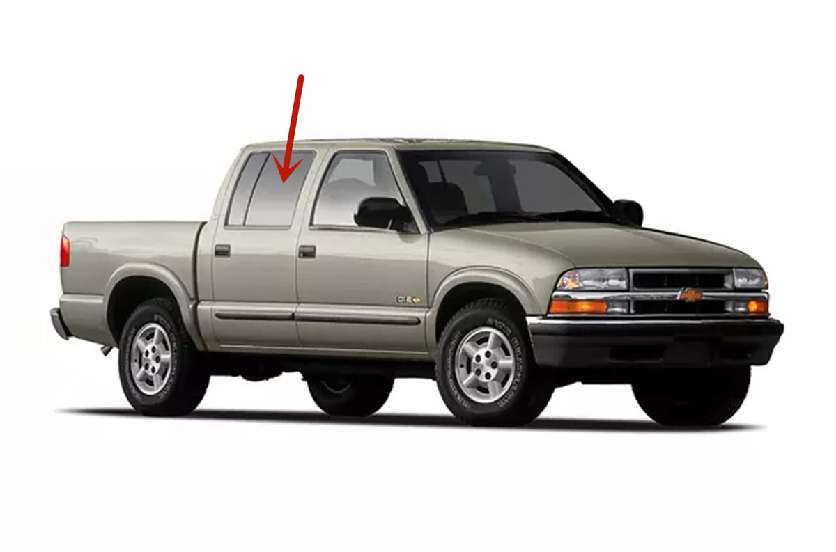 Passenger Right Side Rear Door Window Door Glass Compatible with Chevrolet S10 Pickup/GMC Sonoma Pickup 4 Door Crew Cab 2001-2005 Models