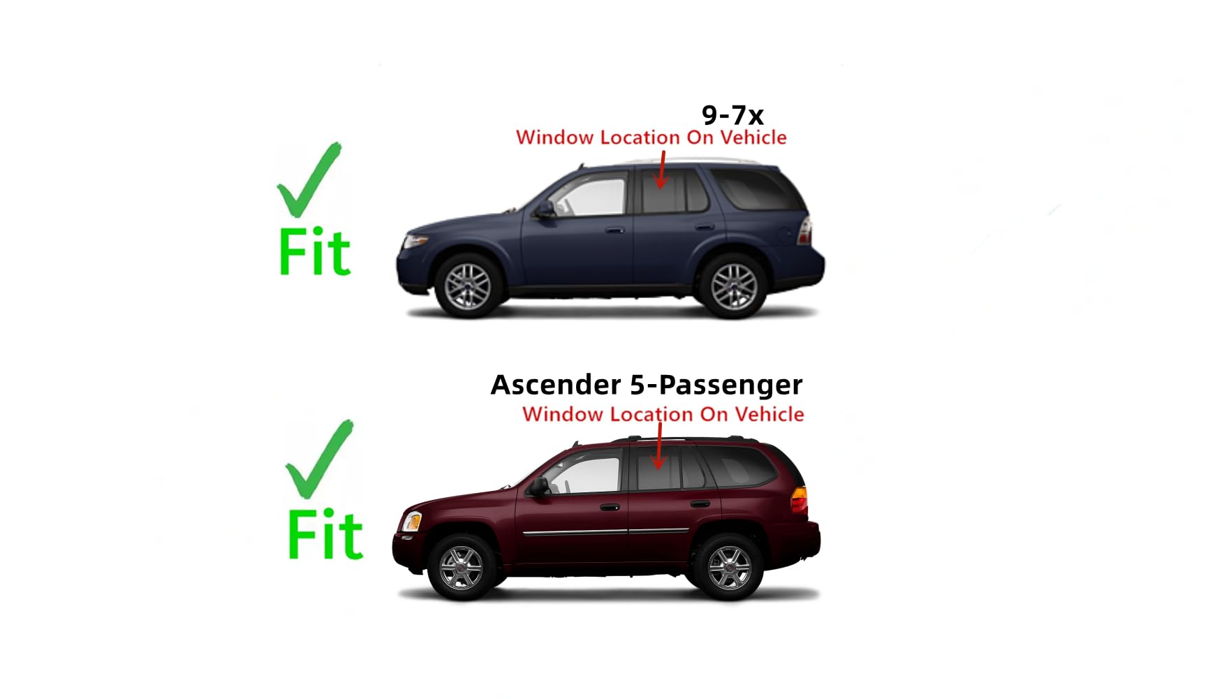 Driver Left Side Rear Door Window Door Glass Compatible with Saab 9-7x 2005-2009 Models/Isuzu Ascender 5 Passenger 2004-2009 Models