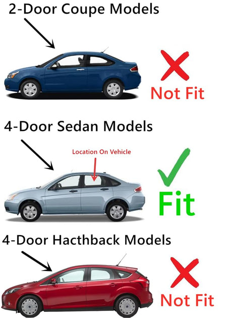 Tempered Driver Left Side Rear Door Window Door Glass Compatible with Ford Focus 4-Door Sedan 2008-2011 Models