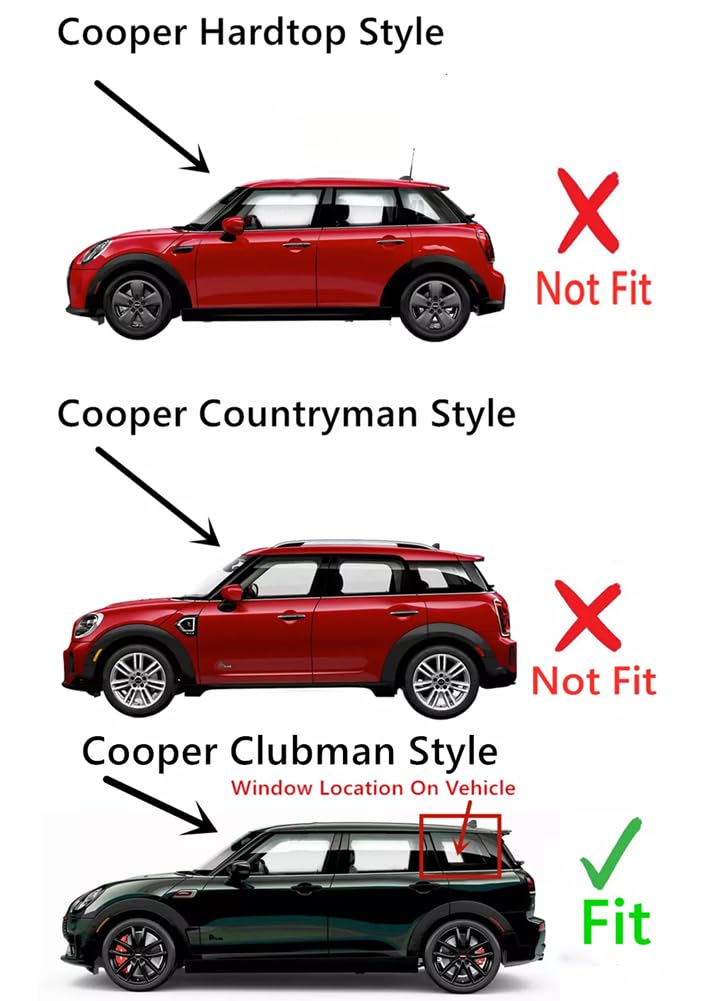 Clear Tempered Driver Left Side Quarter Window Quarter Glass Compatible with Mini Clubman 2016-2024 Models
