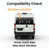 Heated Factory Privacy Back Window Back Glass Driver Left Side Compatible with Ram Promaster 1500 2500 3500 Cargo Van 2014-2026 Models (Not For Promaster City Van)
