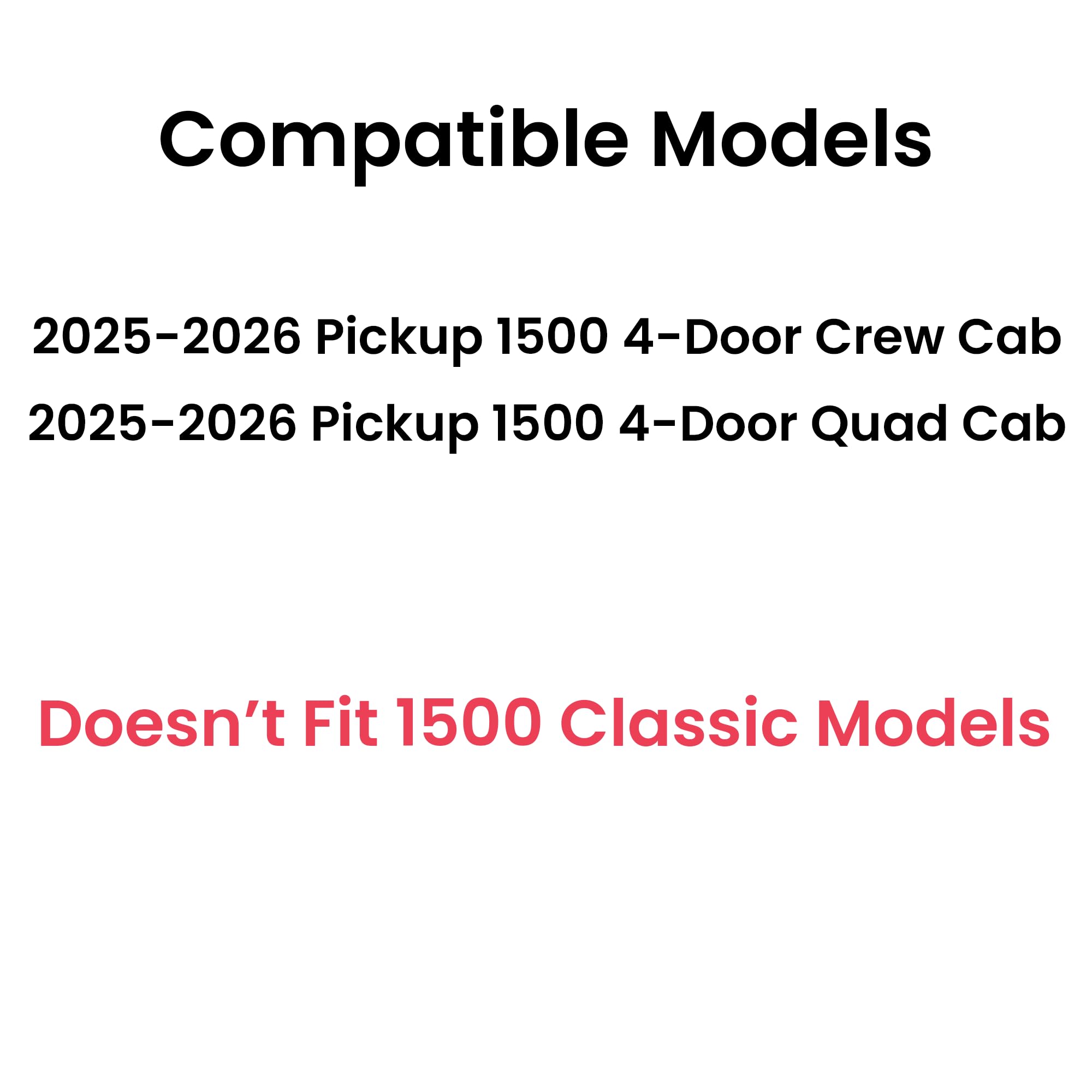 Power Back Slider Window Back Glass Compatible with Ram Pickup 1500 2025-2026 4-Door Models (Not For 1500-Classic)