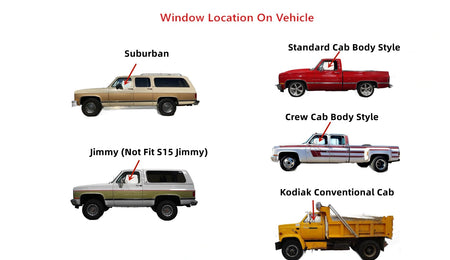 Driver Left Side Front Door Window Door Glass Compatible with GMC Jimmy Suburban Topkick 1981-1991 / C-Series K-Series Pickup 1981-1986 / R-Series V-Series Pickup 1987-1991