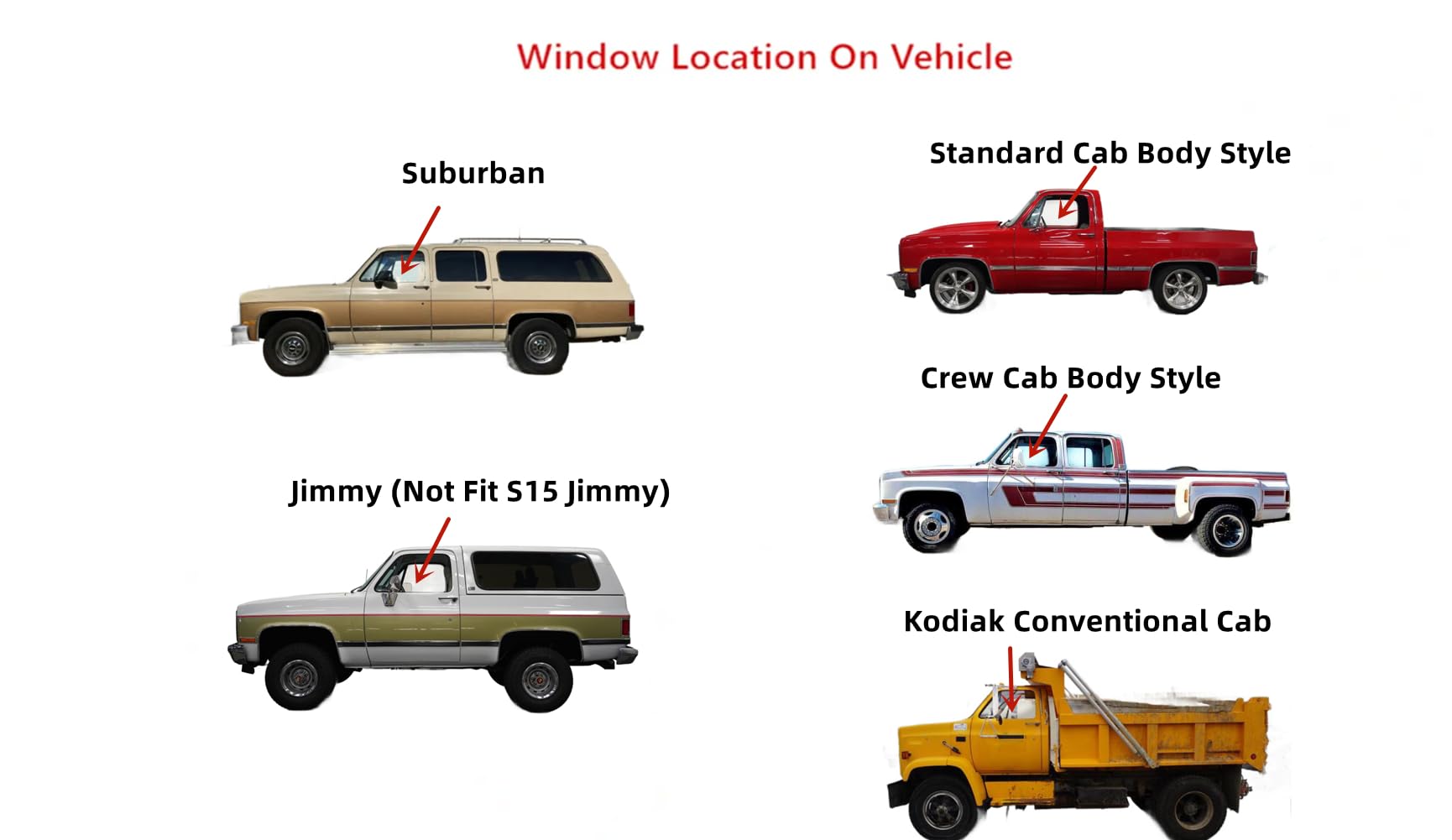 Driver Left Side Front Door Window Door Glass Compatible with Chevrolet Blazer , Suburban , Kodiak 1981-1991 / C and K Series Pickup 1981-1986 / R and V Series Pickup 1987-1991
