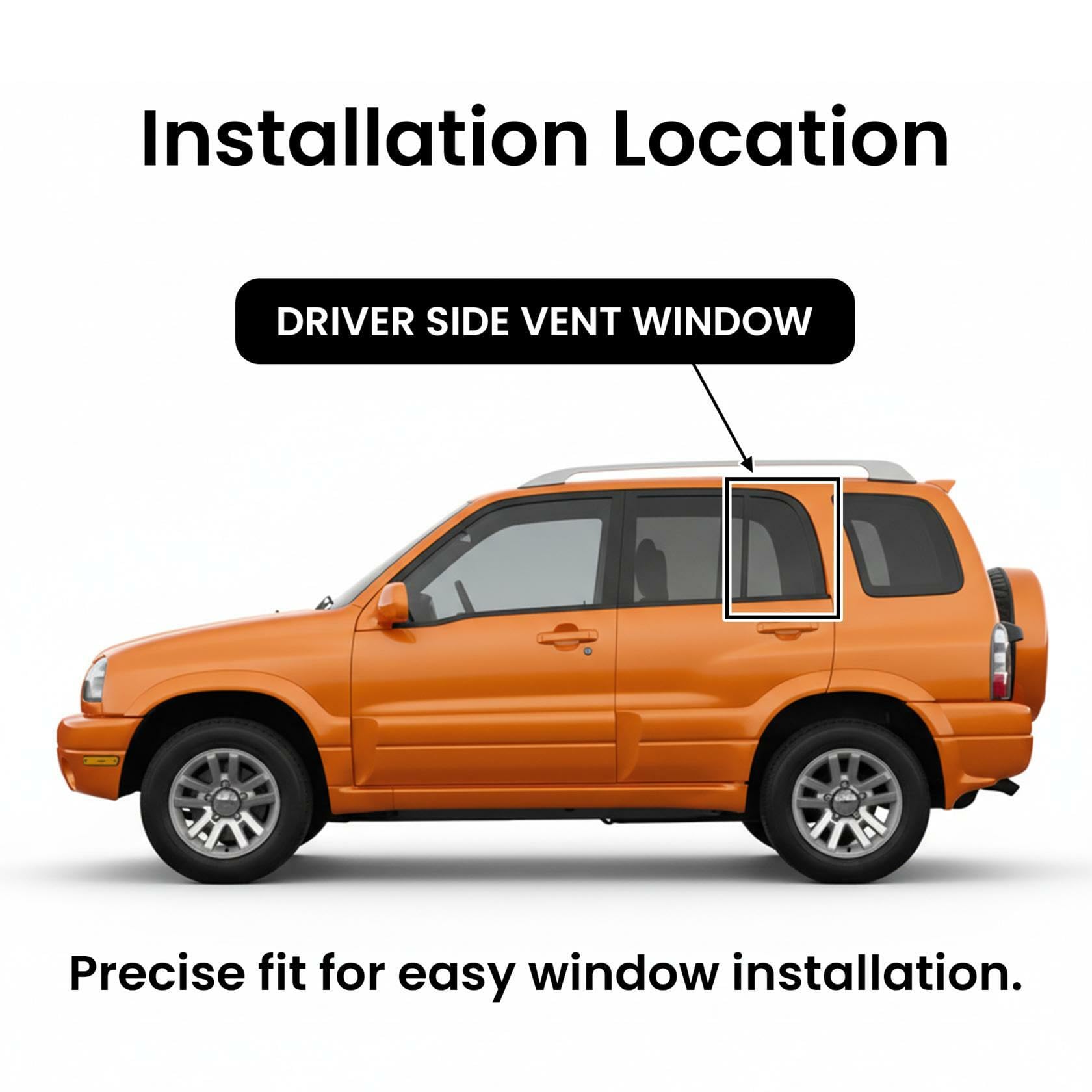 Driver Left Side Rear Vent Glass Vent Window Compatible with Chevrolet Tracker 1999-2005 Models