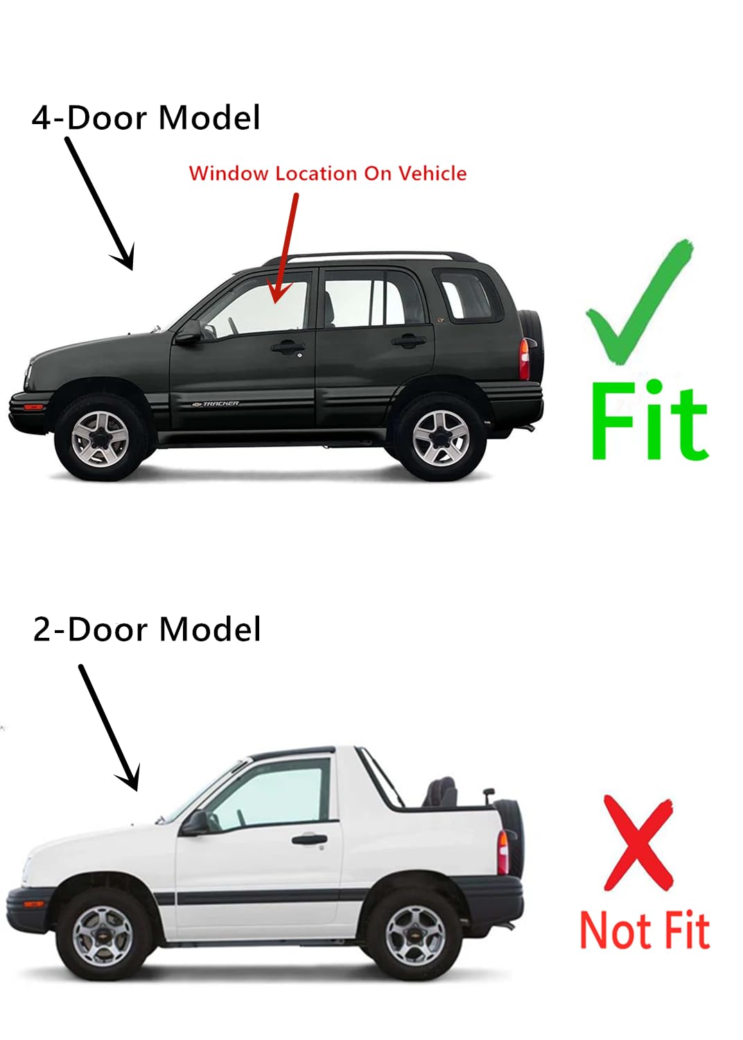 Driver Left Side Front Door Window Door Glass Compatible with Suzuki Vitara/Grand Vitara 1999-2005 4 Door Models / XL-7 2004-2006 4 Door Models