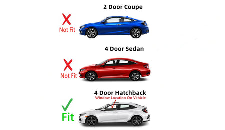 Driver Left Side Front Door Window Door Glass Compatible with Honda Civic 4 Door Hatchback 2017-2021 Models