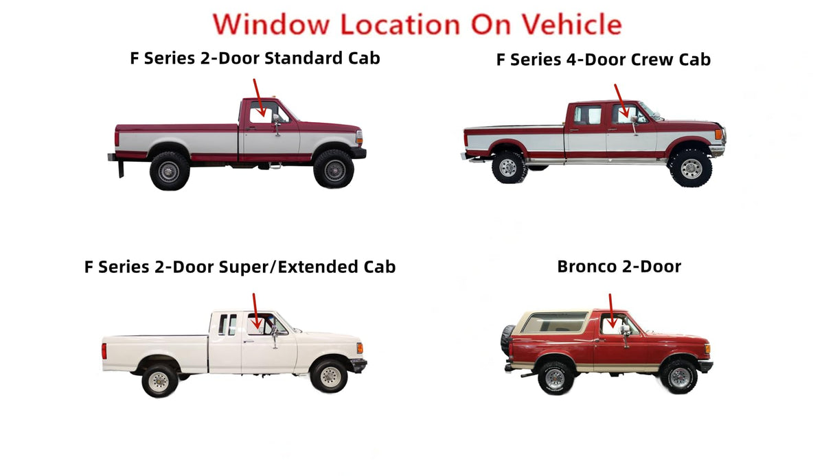 Passenger Right Side Door Window Door Glass Compatible with Ford Bronco 1980-1986 Models