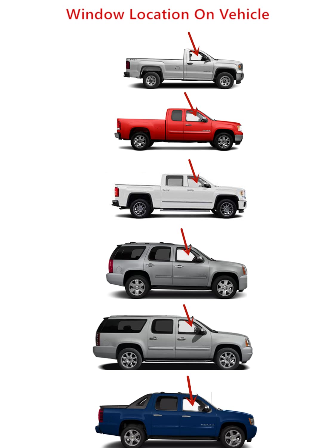 Tempered Passenger Right Side Front Door Window Door Glass Compatible with GMC Sierra 1500 2012-2013 / Sierra 2500 . Sierra 3500 . Yukon . Yukon XL 2012-2014 Models