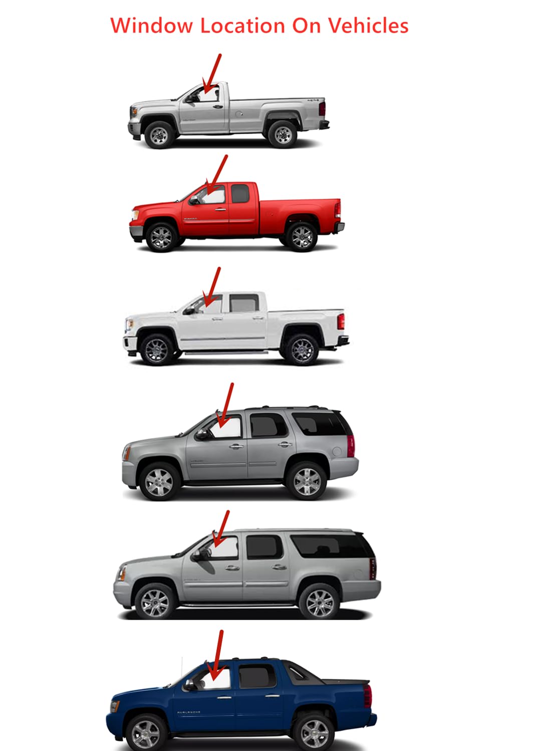 Tempered Driver Left Side Front Door Window Door Glass Compatible with GMC Sierra 1500 2012-2013 / Sierra 2500 . Sierra 3500 . Yukon . Yukon XL 2012-2014 Models