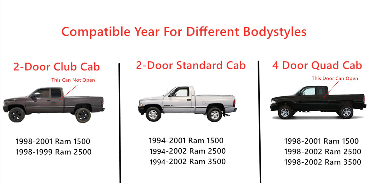 Stationary Rear Back Window Back Glass Compatible with Dodge Ram Pickup 1500 1998-2001 / 2500 3500 1998-2002 All Body Types & 2-Door Standard Cab 1994-1997