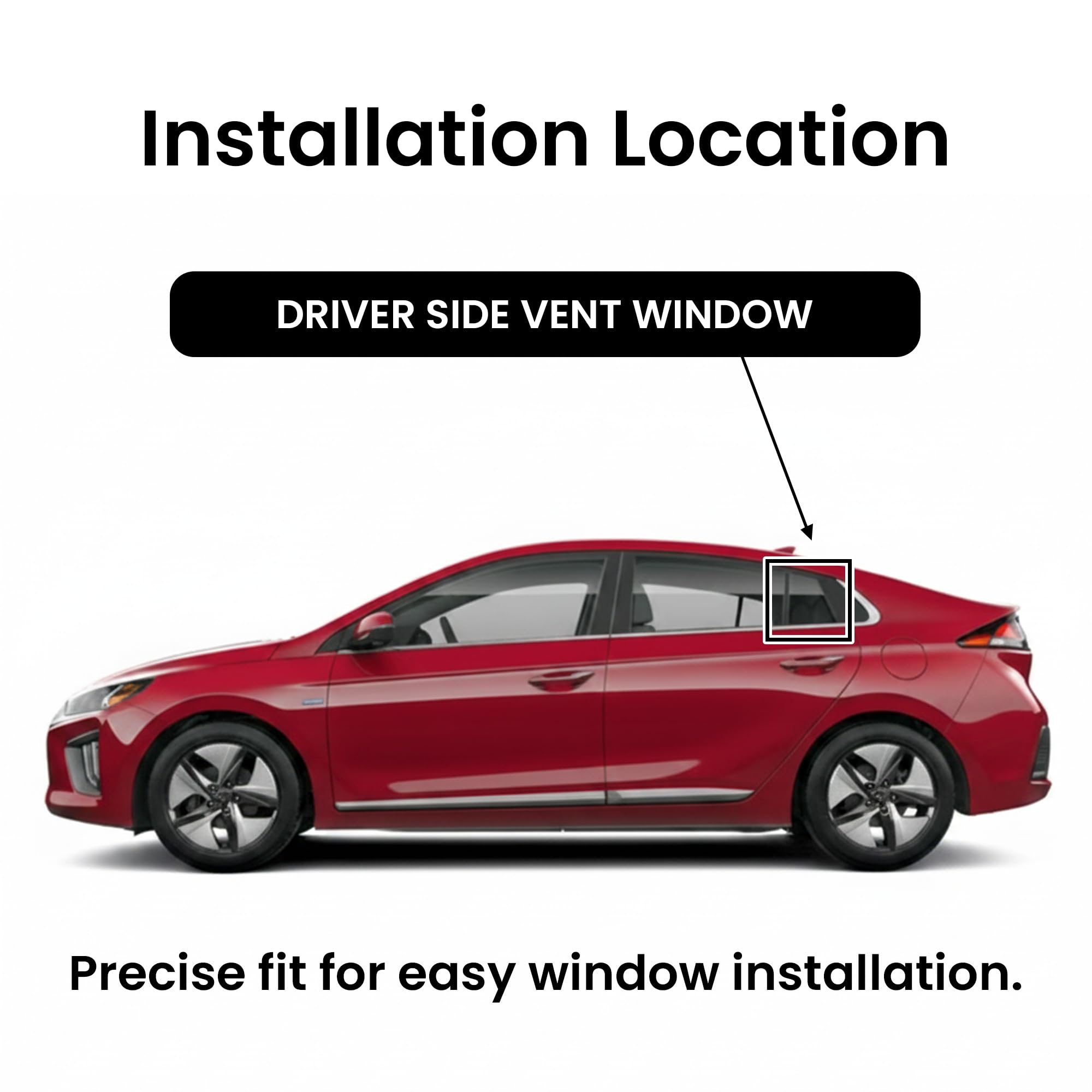 Driver Left Side Rear Vent Window Vent Glass Compatible with Hyundai Ioniq Hybrid 4-Door Hatchback 2017-2023 Models (Not For Ioniq 5 or Ioniq 6)