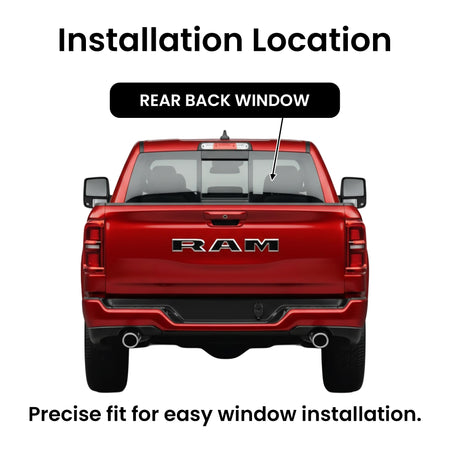 Power Back Slider Window Back Glass Compatible with Ram Pickup 1500 2025-2026 4-Door Models (Not For 1500-Classic)