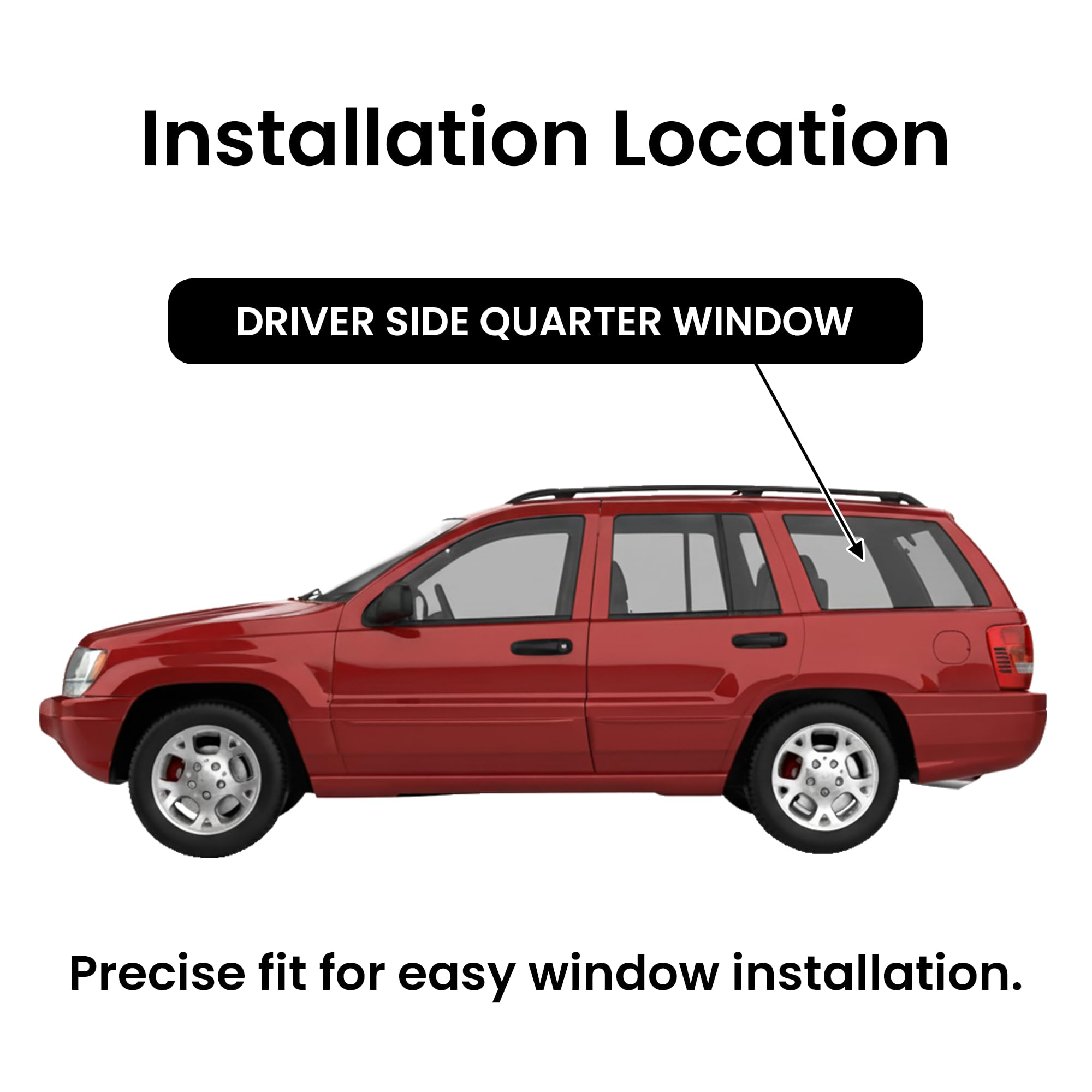 Driver Left Side Rear Quarter Window Quarter Glass Compatible with Jeep Grand Cherokee 1999-2004 Models
