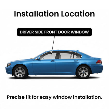 Tempered Driver Left Side Front Door Window Door Glass Compatible with BMW 745i / 745Li / 750i / 750Li / 760i / 760Li / Alpina B7 2002-2008 Models