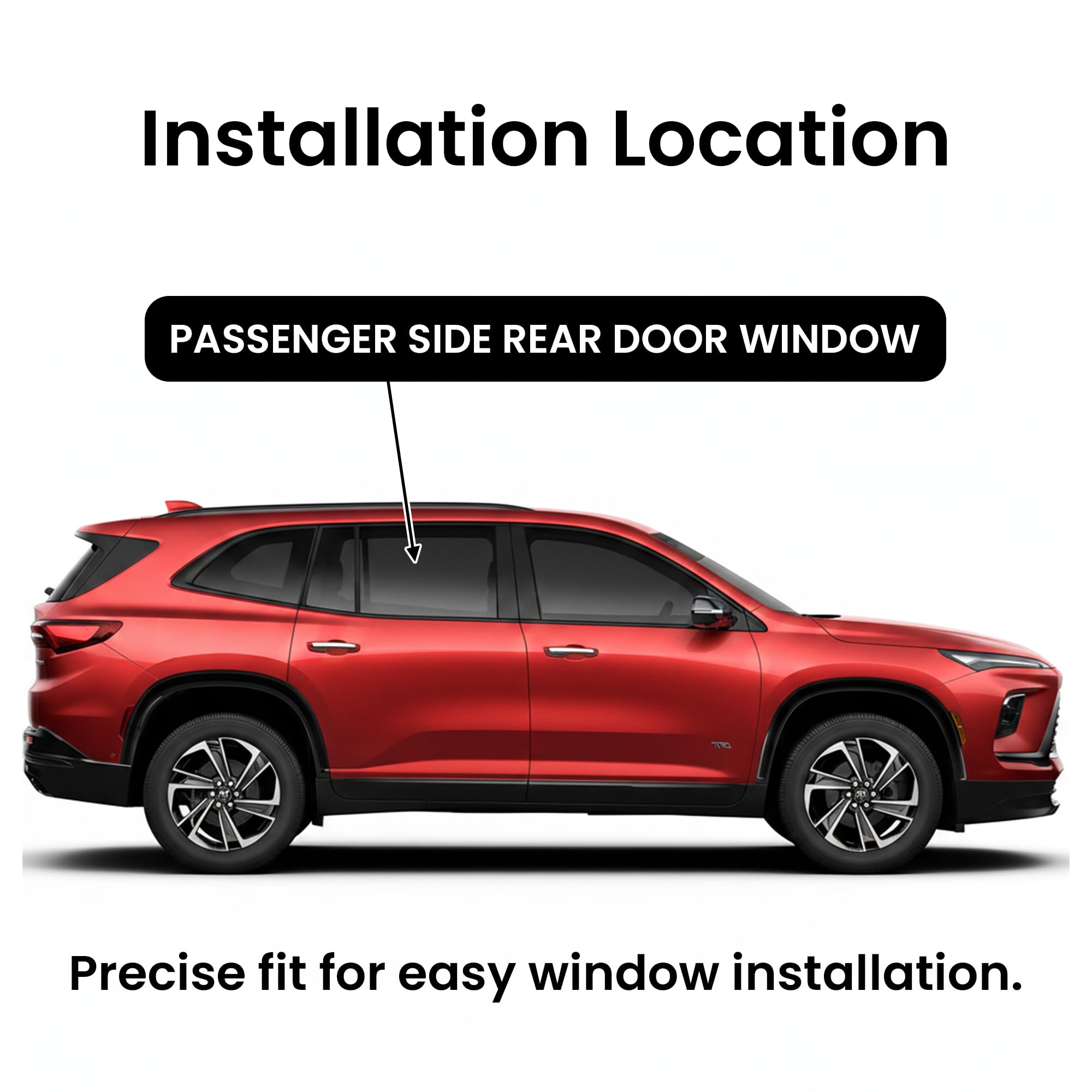 Tempered Passenger Right Side Rear Door Window Door Glass Compatible with GMC Acadia 2024-2026 & Buick Enclave 2025-2026 Models