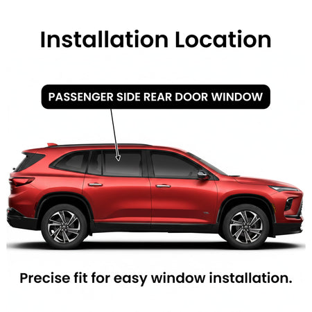 Tempered Passenger Right Side Rear Door Window Door Glass Compatible with GMC Acadia 2024-2026 & Buick Enclave 2025-2026 Models