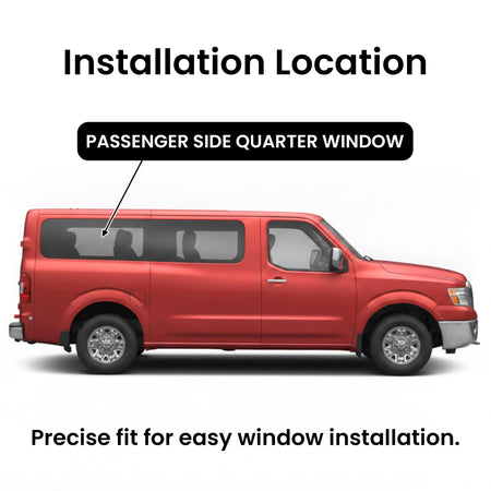 Passenger Right Side Quarter Window Glass Privacy With Free Butyl Tape Compatible with Nissan NV1500 NV2500 NV3500 2012-2021 Models