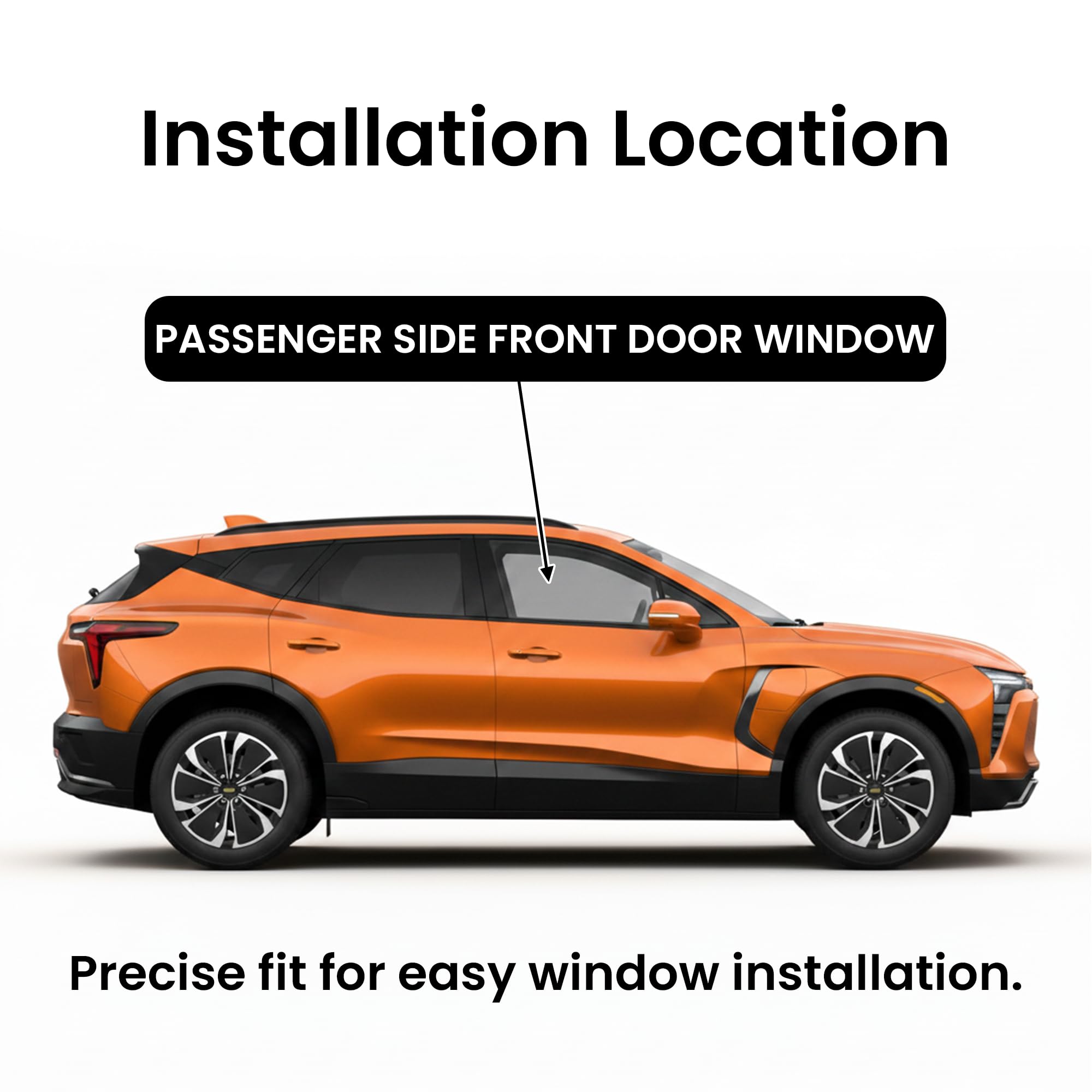 Tempered Passenger Right Side Front Door Window Door Glass Compatible with Chevrolet Blazer EV 2024-2026 & Honda Prologue 2024-2026 Models