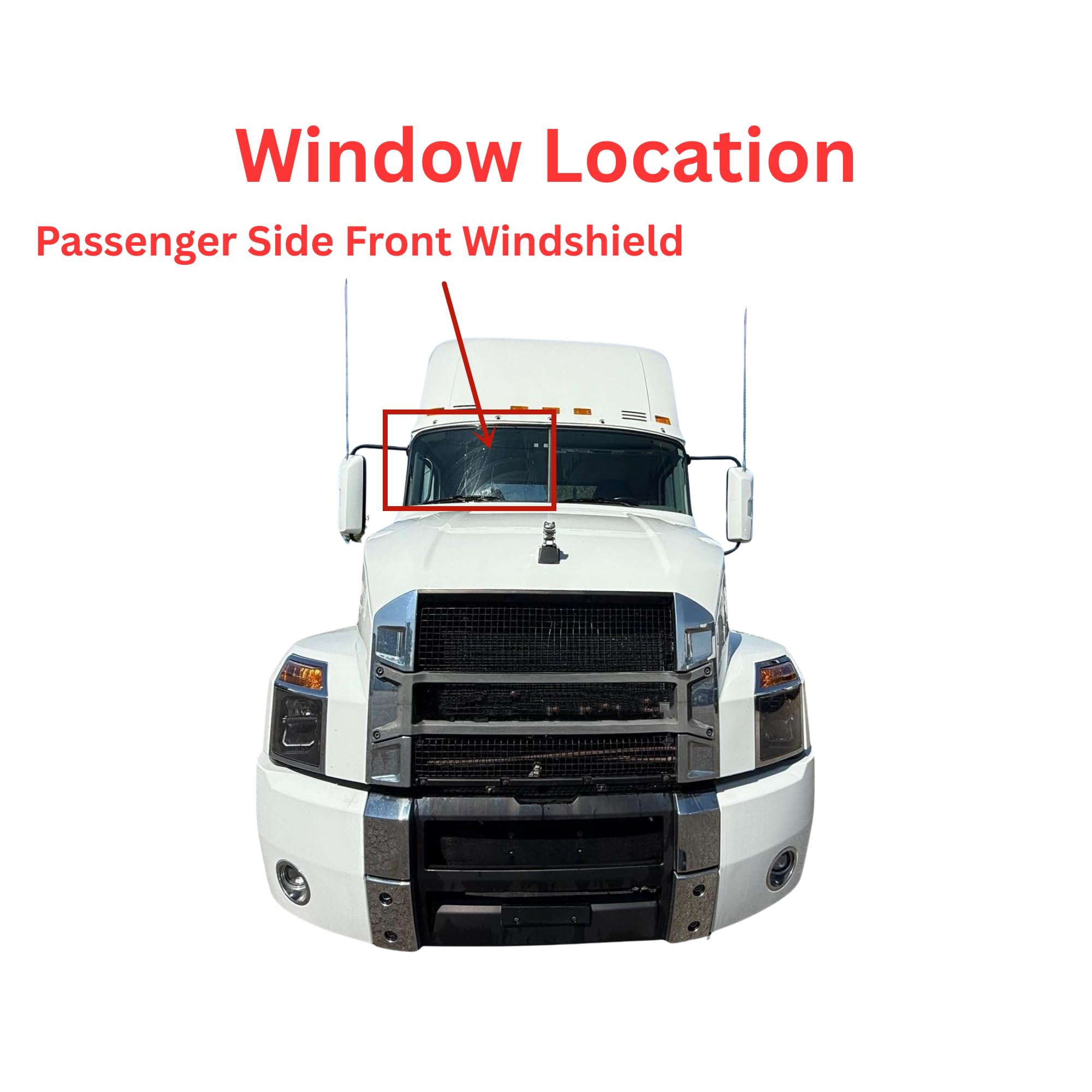 Laminated Passenger Right Side Front Windshield Window Glass Compatible with Mack Anthem 2019-2025 Models