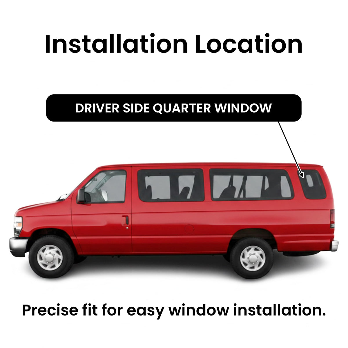 With Free Glue Driver Left Side Quarter Window Quarter Glass Compatible with Ford Econoline Extended Van 1998-2016 Models