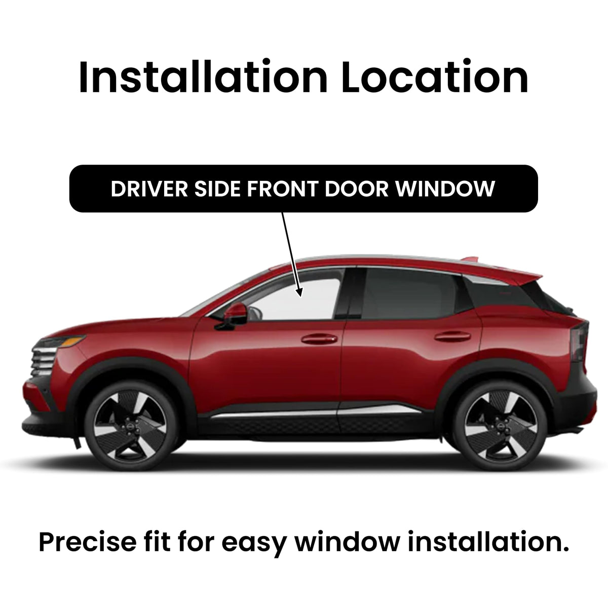 Driver Left Side Front Door Window Door Glass Compatible with Nissan Kicks 2025-2026 Models