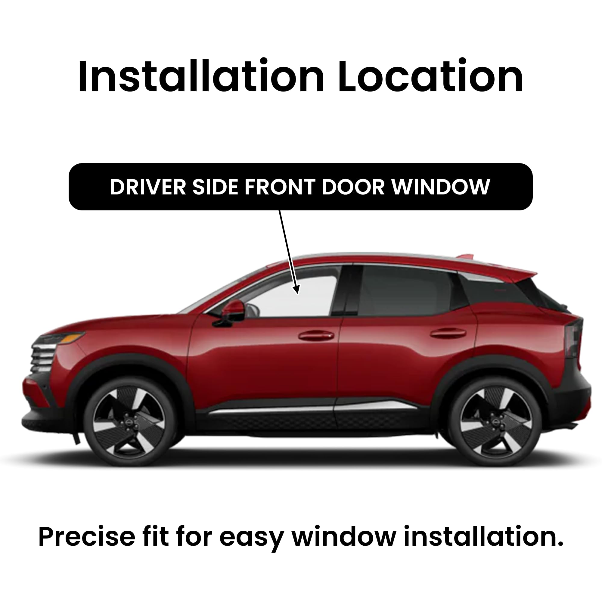 Driver Left Side Front Door Window Door Glass Compatible with Nissan Kicks 2025-2026 Models