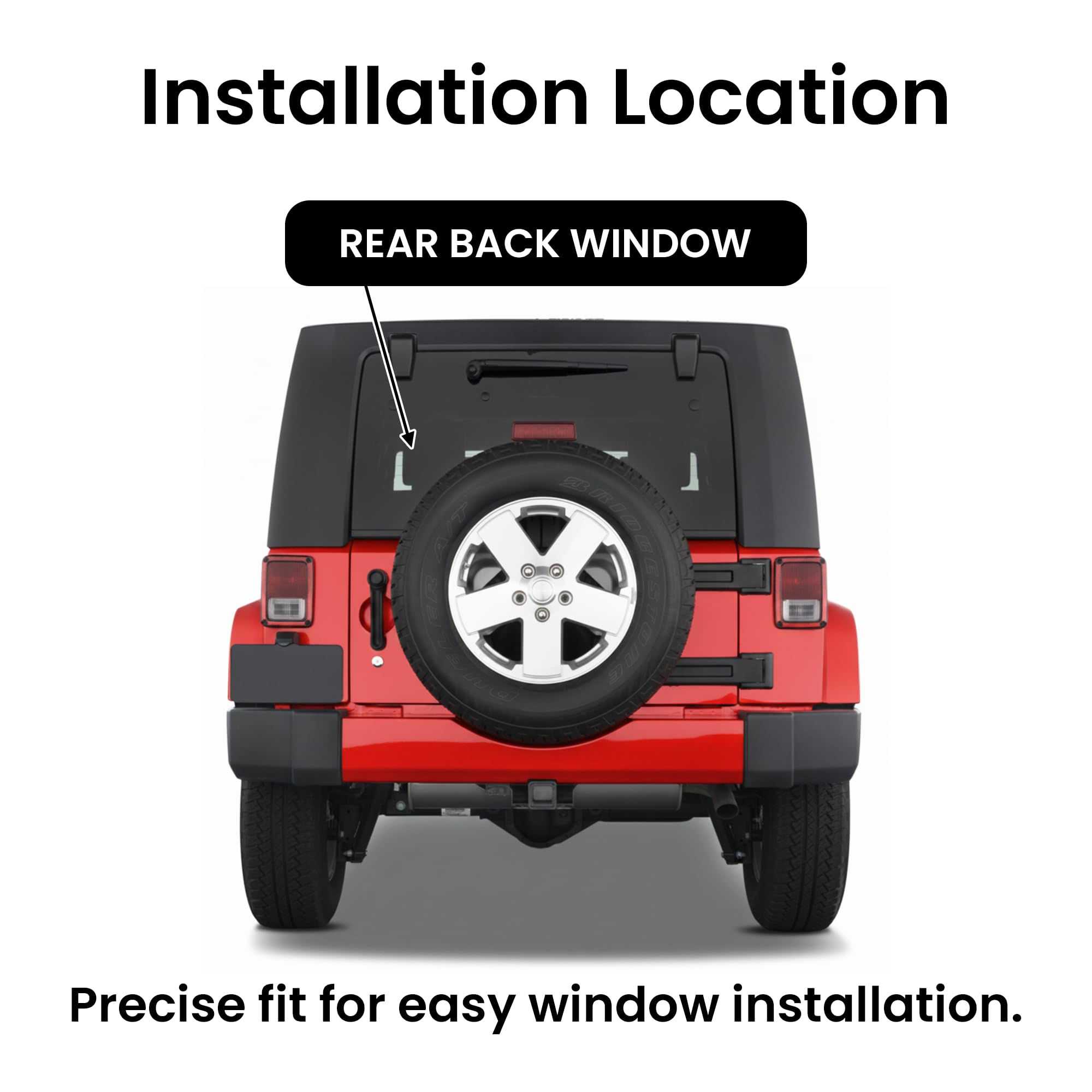 With Free Glue Heated Privacy Rear Tailgate Window Back Glass Compatible with Jeep Wrangler 2007-2010 Models