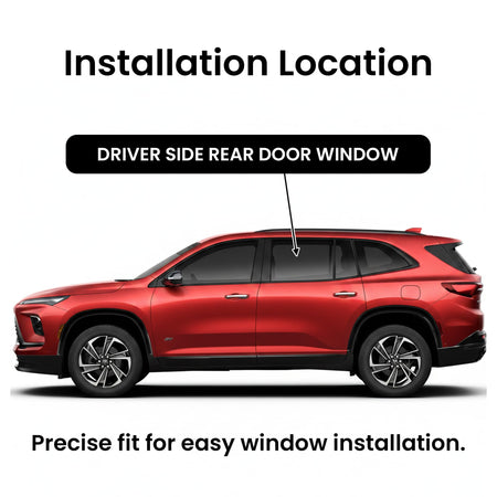 Tempered Driver Left Side Rear Door Window Door Glass Compatible with GMC Acadia 2024-2026 & Buick Enclave 2025-2026 Models