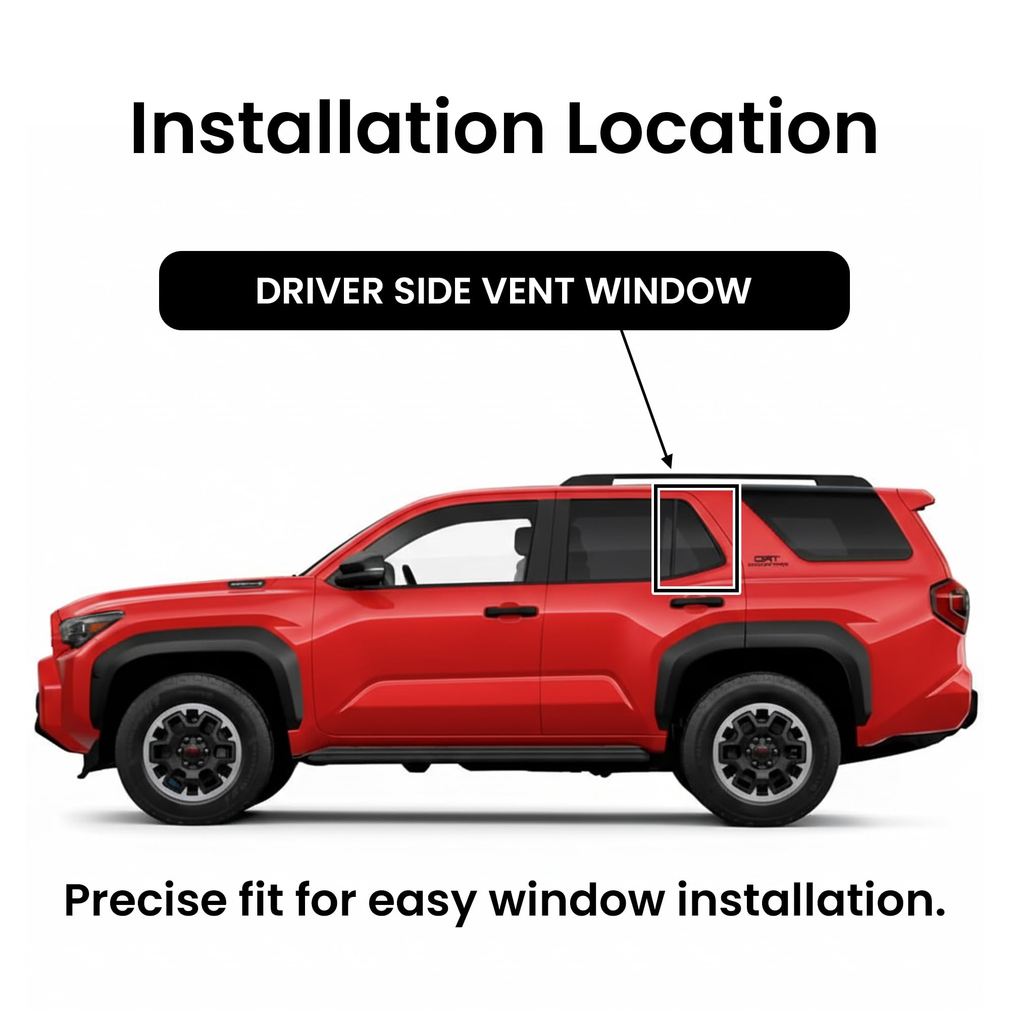 Driver Left Side Vent Window Glass Compatible with Toyota 4Runner 2025-2026 Models