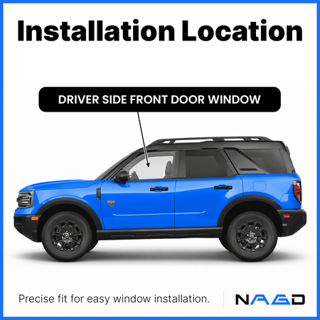 Tempered Driver Left Side Front Door Window Door Glass Compatible with Ford Bronco Sport 2021-2026 Models (Not For Bronco)
