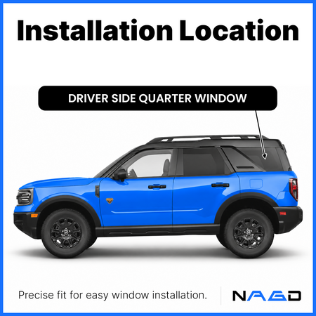 Driver Left Side Quarter Window Quarter Glass Compatible with Ford Bronco Sport 2021-2025 Models (Not for Bronco)