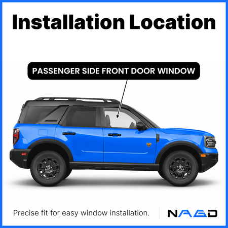 Tempered Passenger Right Side Front Door Window Door Glass Compatible with Ford Bronco Sport 2021-2026 Models (Doesn't Fit Bronco)