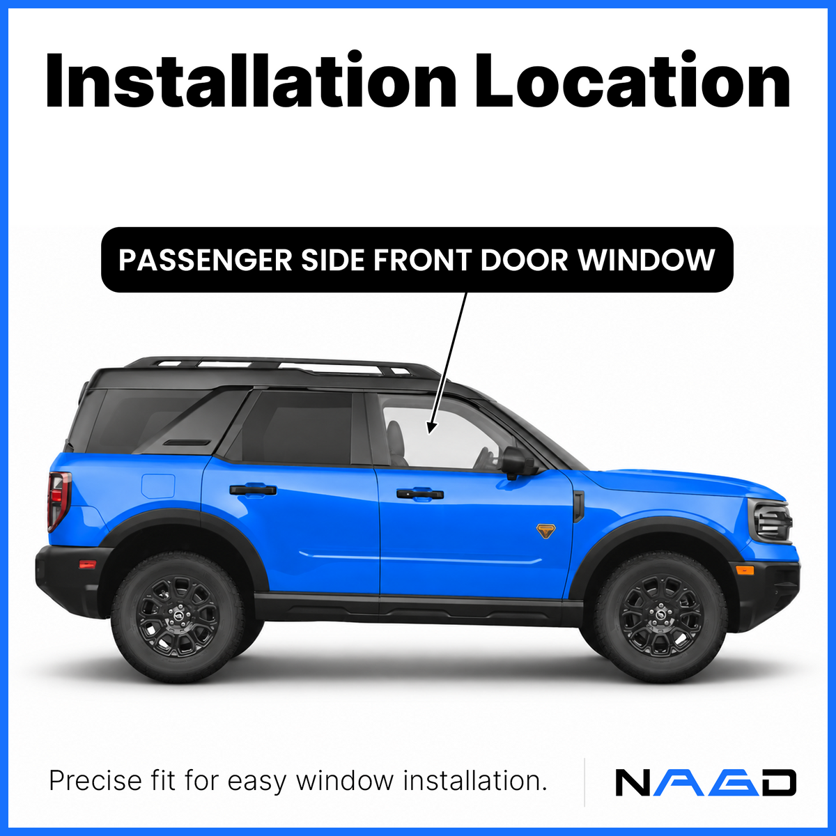 OEM Tempered Passenger Right Side Front Door Window Door Glass Compatible with Ford Bronco Sport 2021-2026 Models
