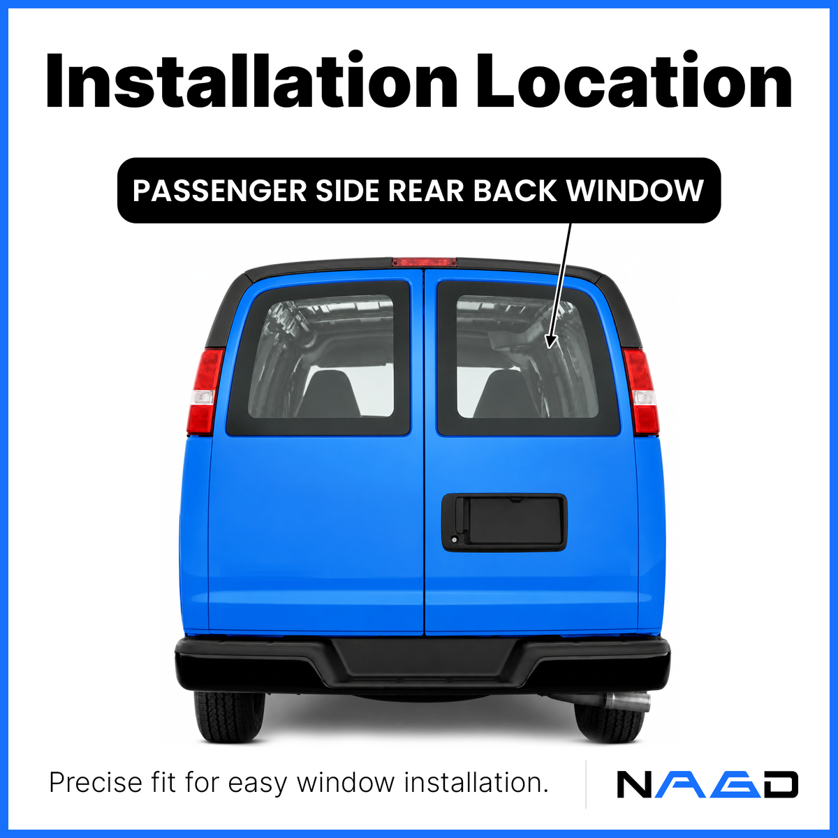 Stationary Back Window Back Glass Passenger Right Side Compatible with Chevrolet Express/GMC Savana 1996-2026 Models