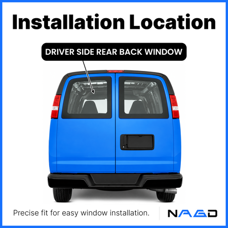 Stationary Back Window Back Glass Driver Left Side Compatible with Chevrolet Express/GMC Savana 1996-2026 Models