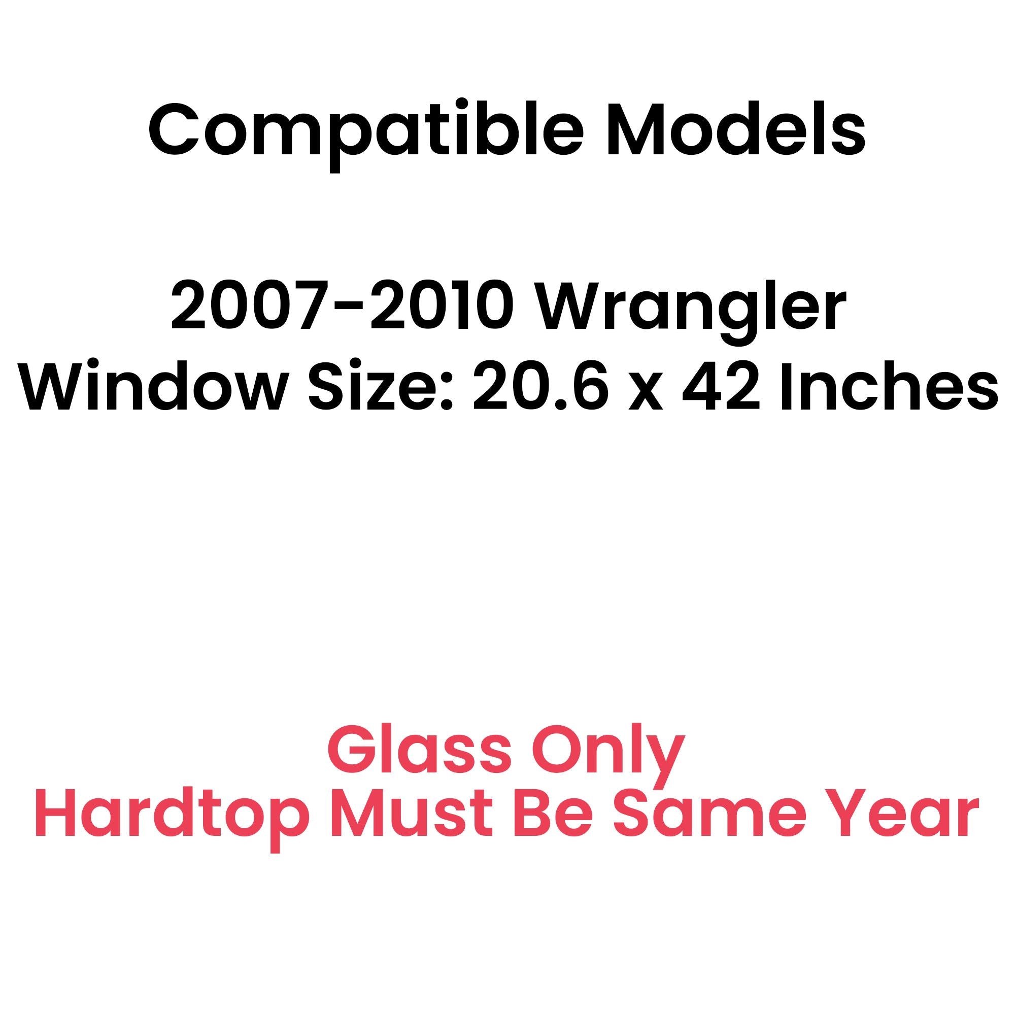With Free Glue Heated Privacy Rear Tailgate Window Back Glass Compatible with Jeep Wrangler 2007-2010 Models