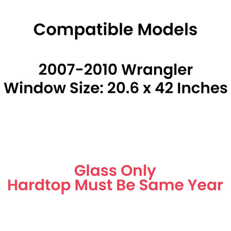 With Free Glue Heated Privacy Rear Tailgate Window Back Glass Compatible with Jeep Wrangler 2007-2010 Models