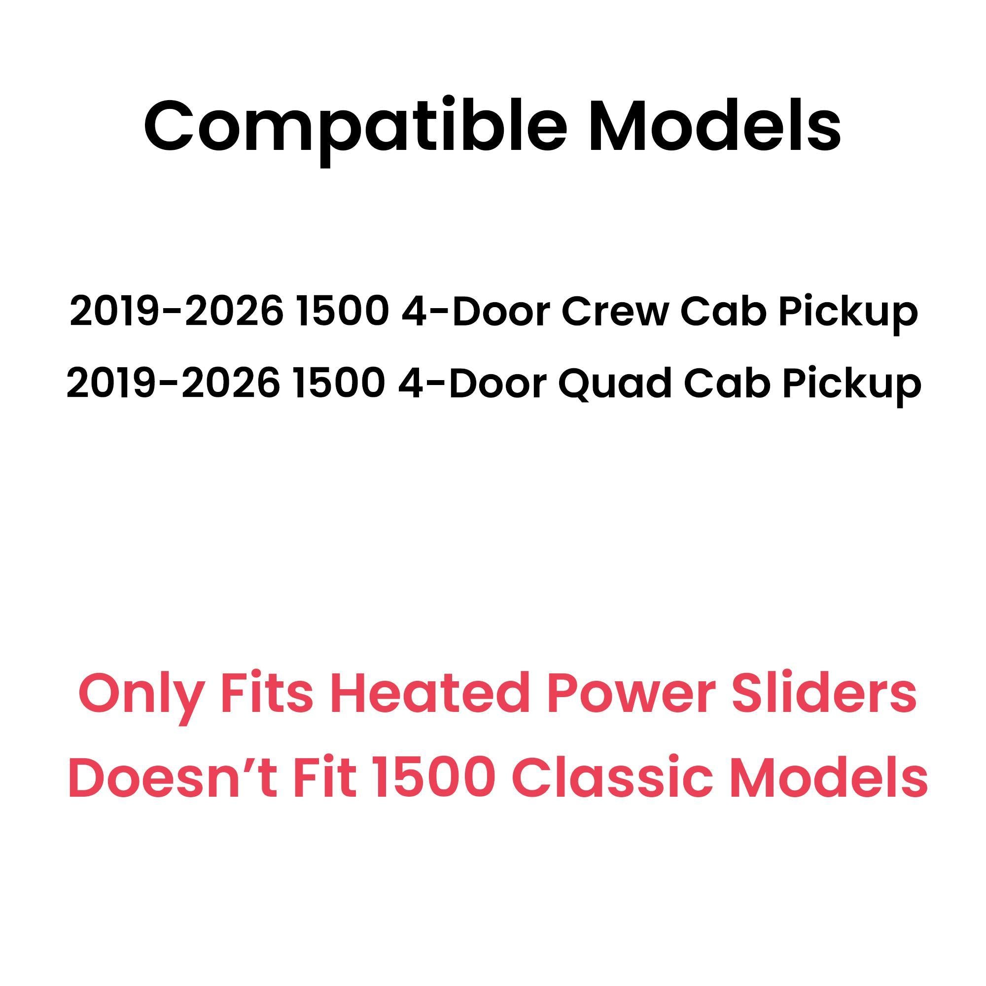 Center Piece Compatible with Chevrolet Ram 1500 2019-2026 Models Heated Power Slider (Not for 1500 Classic)