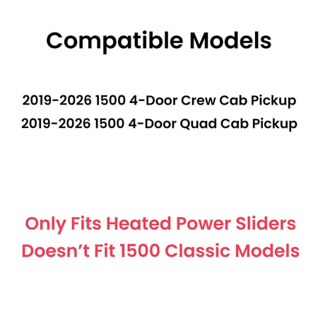 Center Piece Compatible with Chevrolet Ram 1500 2019-2026 Models Heated Power Slider (Not for 1500 Classic)