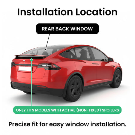Heated Rear Liftgate Window Back Glass Compatible with Tesla Model X 2016-2025 (Only For Active Spoiler Models)