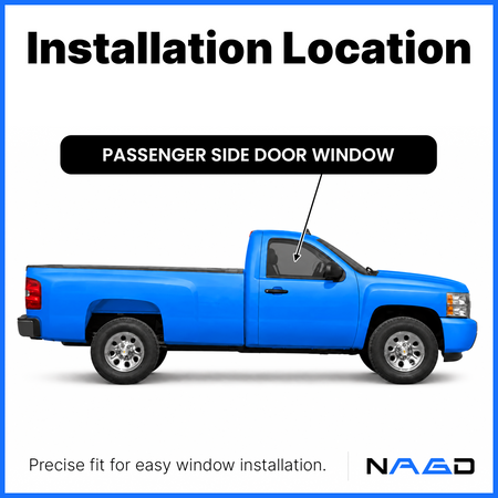 Tempered Privacy Passenger Right Side Front Door Window Door Glass Compatible with GMC Sierra / Chevrolet Silverado 2007-2011 Models (Not For 2007 Classic Models)