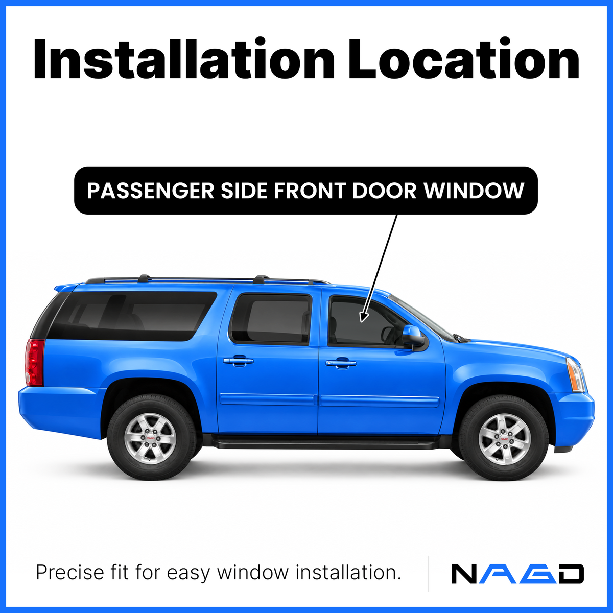 Privacy Passenger Right Side Front Door Window Door Glass Compatible with Cadillac Escalade Escalade EXT Escalade ESV 2000-2006 / GMC Yukon Yukon XL 2000-2006 / Yukon Denali 2001-2006 Model
