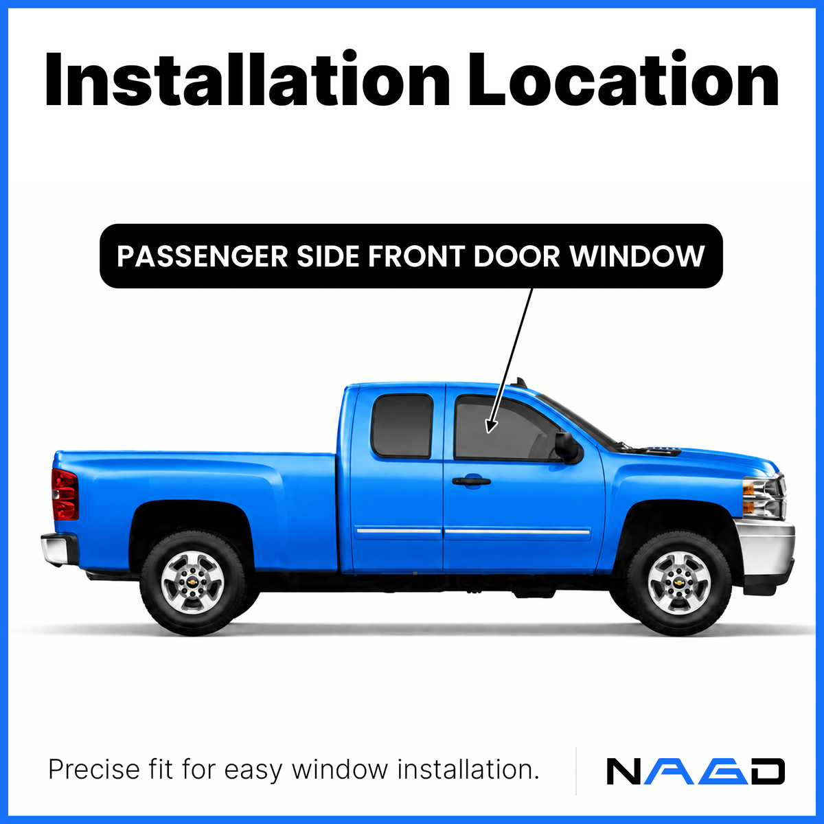 Tempered Privacy Passenger Right Side Front Door Window Door Glass Compatible with GMC Sierra / Chevrolet Silverado 2007-2011 Models (Not For 2007 Classic Models)