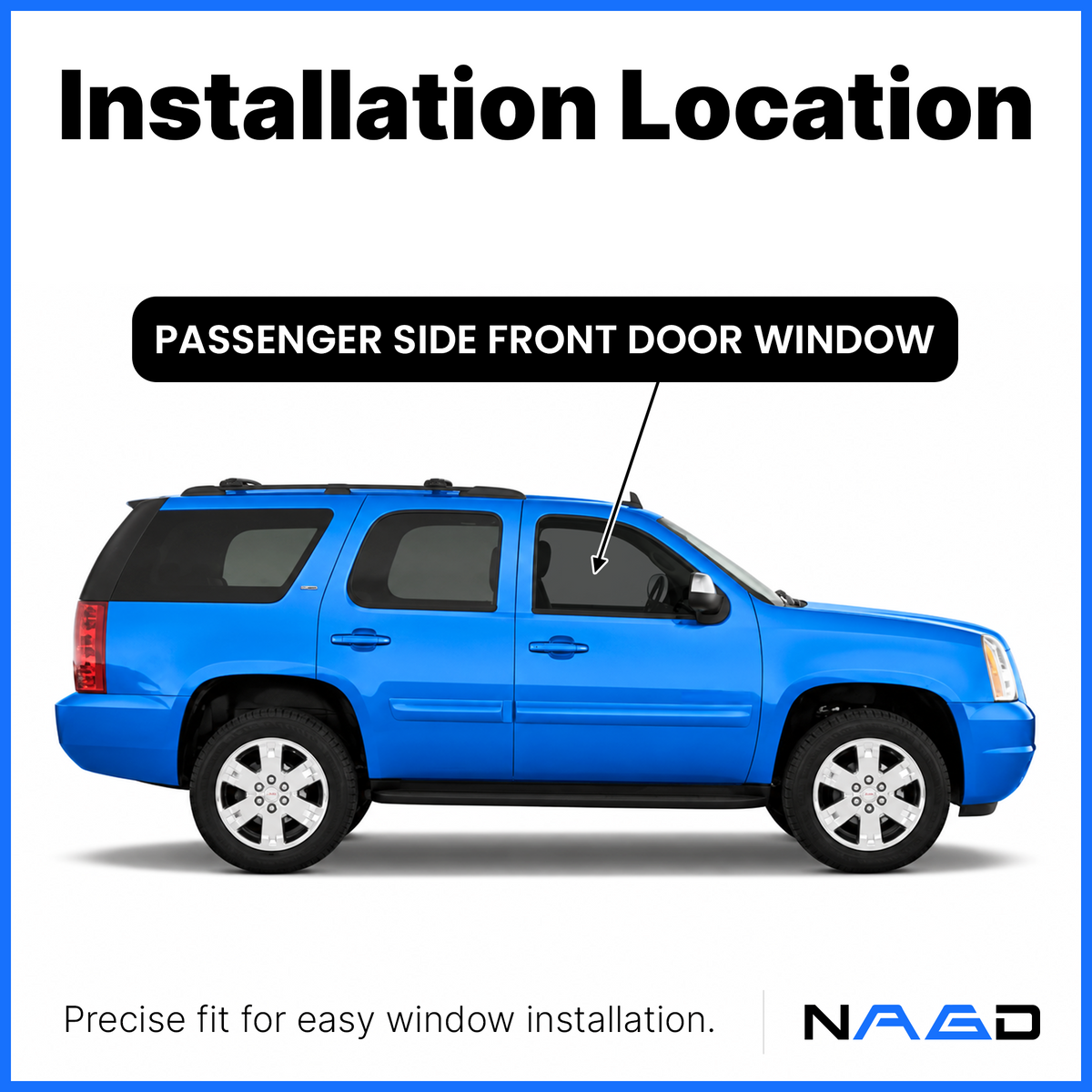 Privacy Passenger Right Side Front Door Window Door Glass Compatible with Cadillac Escalade Escalade EXT Escalade ESV 2000-2006 / GMC Yukon Yukon XL 2000-2006 / Yukon Denali 2001-2006 Model